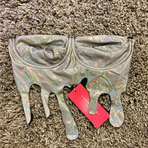 SHEIN Silver Holographic Crop Top